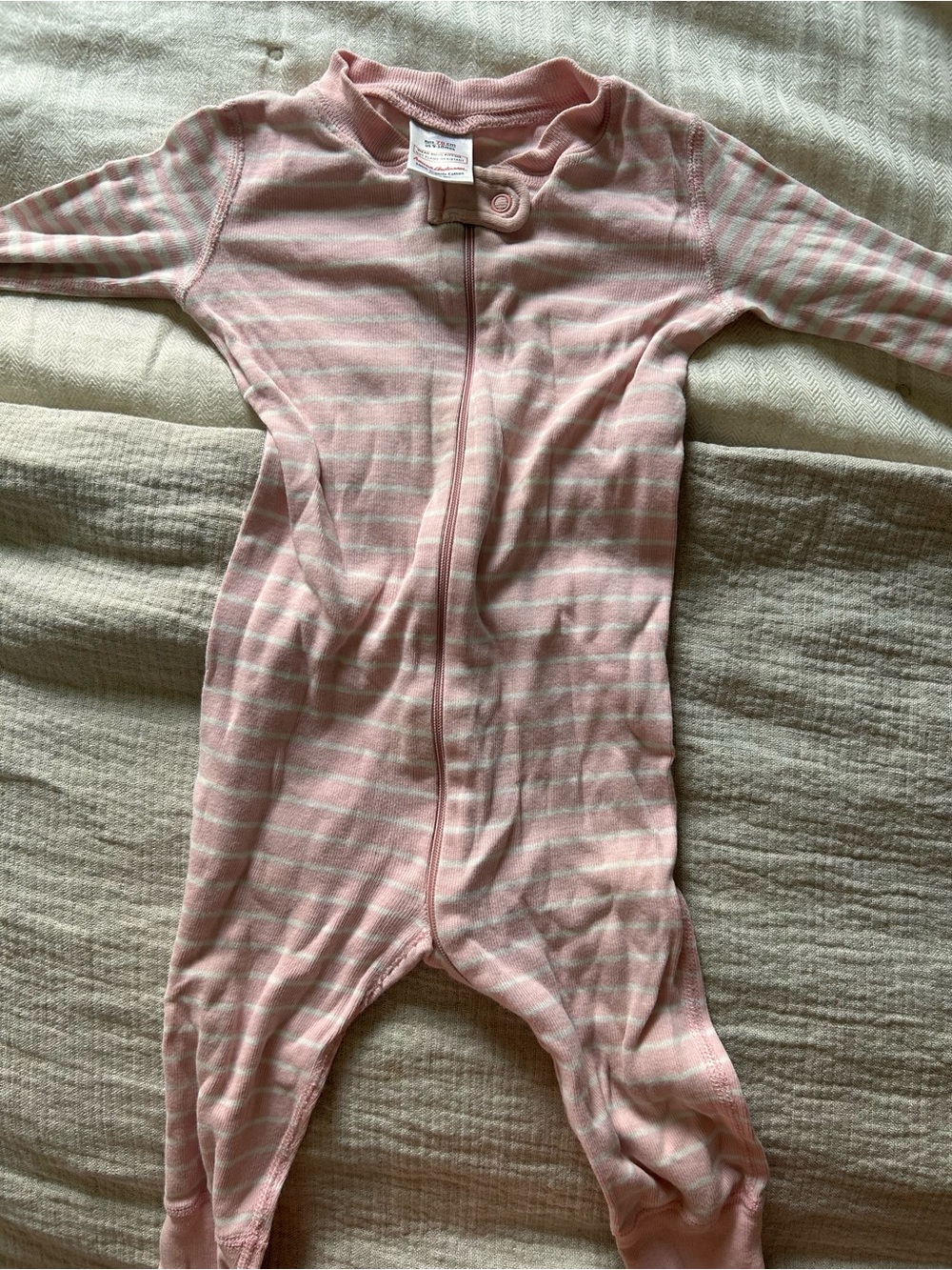 Hanna Andersson Pink and White Striped Footed One-Piece